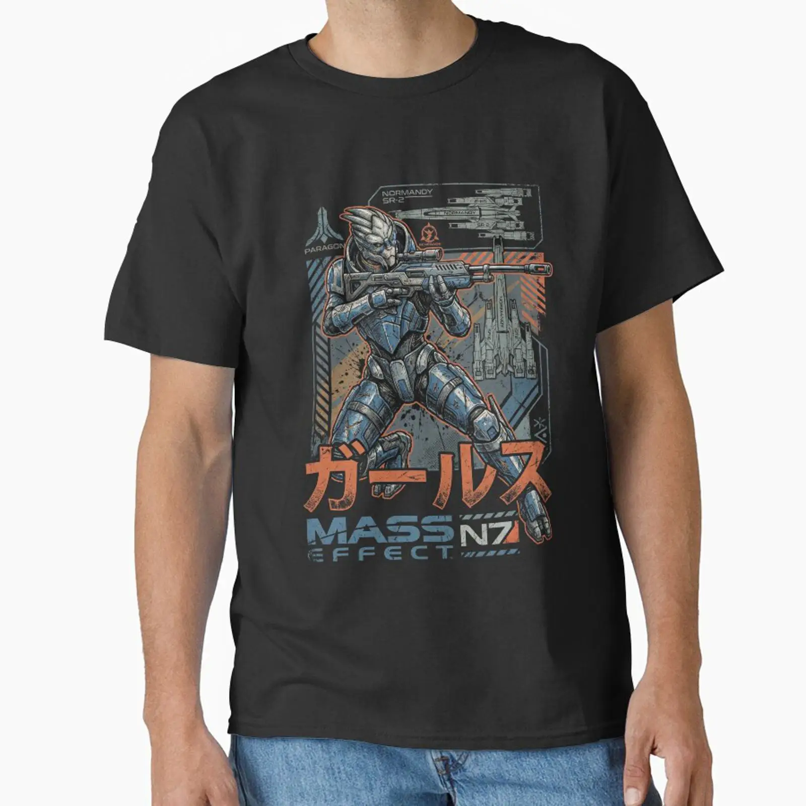 Retro Gaming T Shirt - 가루스 바카리안 매스 이펙트 N7 투리안
